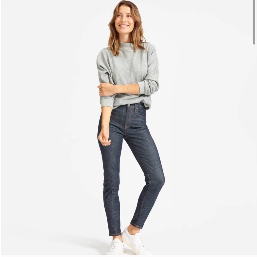 EVERLANE High Rise Skinny Ankle Jeans Medium Wash 25 Regular Cropped